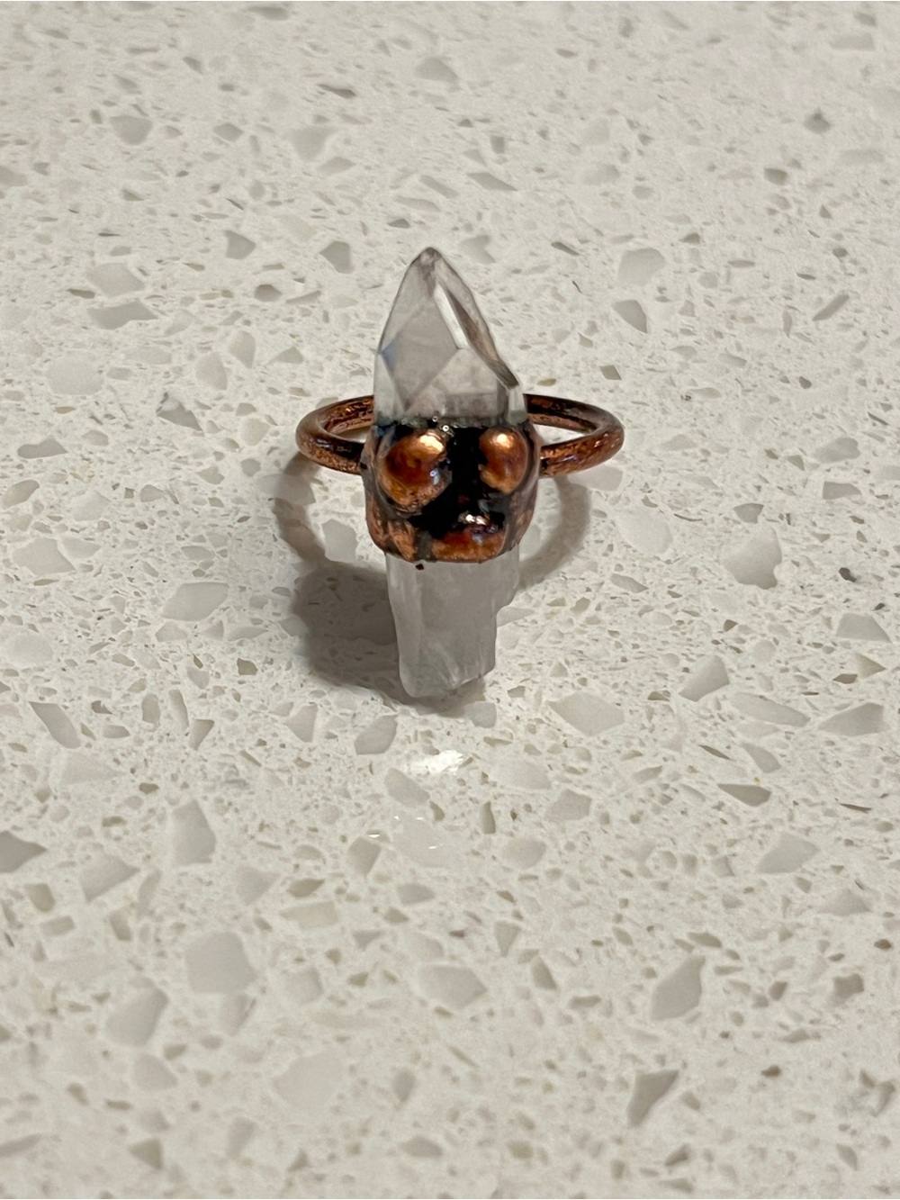 Retro Style Natural Crystals Cluster Big Statement Adjustable‎ Ring